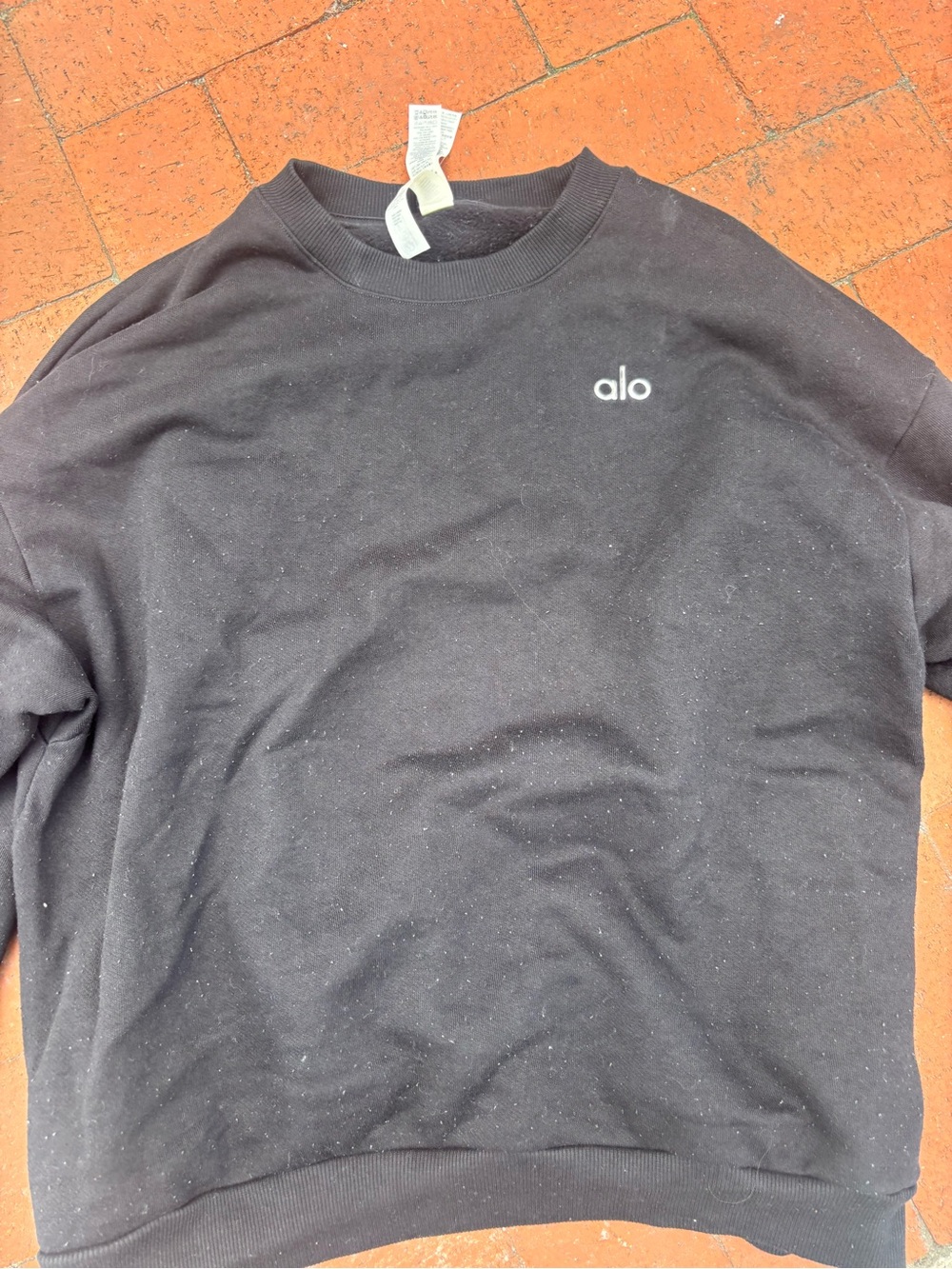 ALO Yoga Black Crew Sweatshirt with White Logo